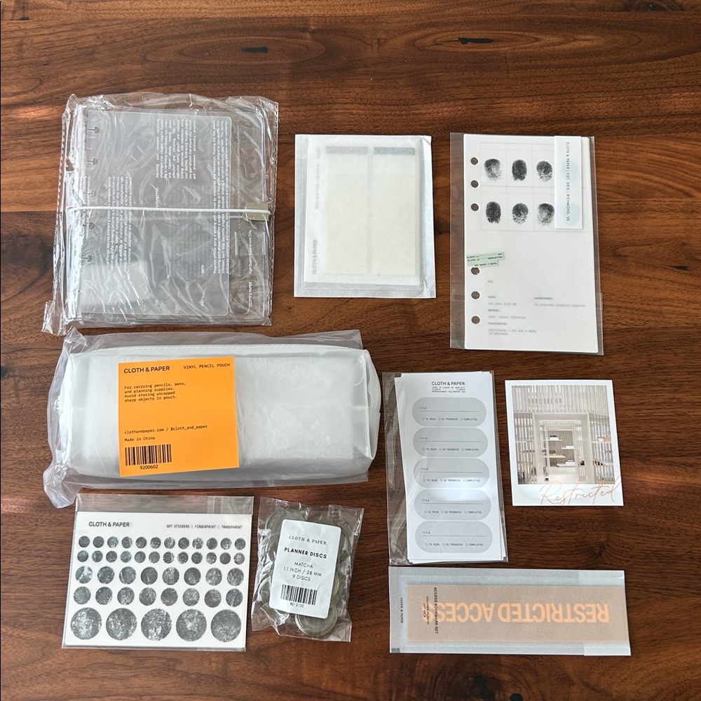 Bundle of items  from cloth and paper September 2025 intention box